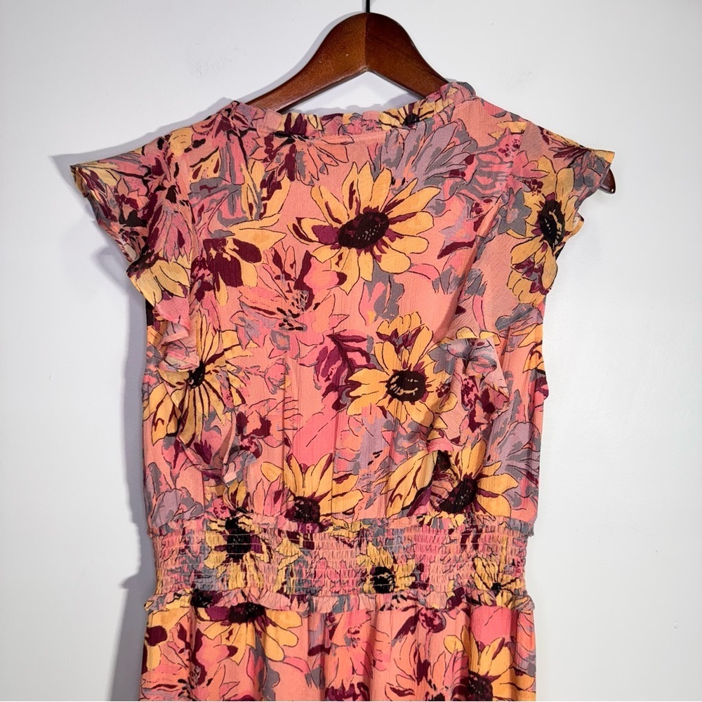 PAIGE Katharina Floral Silk Midi Dress Size Large Ruffle Feminine - Picture 12 of 16